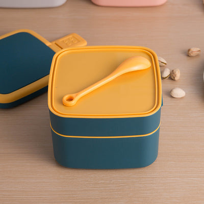 Double-layer portable lunch box with lid bento box