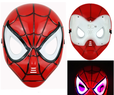 Spider-Man Mask Children's Glowing Mask Festival Party Props Anime Cartoon Cross-border E-commerce Special
