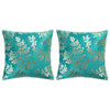 Printed cushions with film 2 pcs Green and gold 40x40 cm Velvet