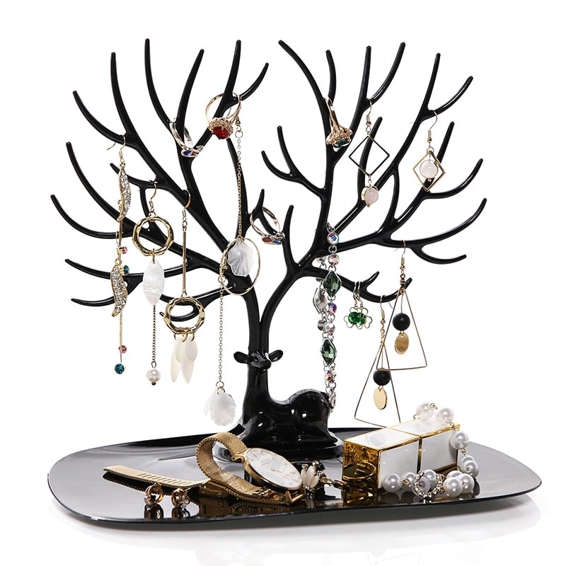 ANFEI Little Deer Earrings Necklace Ring Pendant Bracelet Jewelry Display Stand Tray Tree Storage Racks Organizer Holder H39