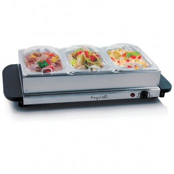MegaChef Buffet Server & Food Warmer With 3 Removable Sectional Trays